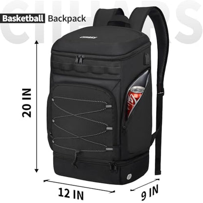 Basketball Backpack Bag Large Sports Bag with Separate Ball holder & Shoes compartment, Best for Basketball, Soccer,Volleyball,Gym - color: Black