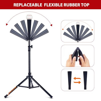 Baseball Softball Tee Batting Tee for Hitting T tee Ball Set Stand Baseball Softball Hitting Pitching Screen Net for Kids Teens Batting Net Set Training Equipment W/Carry Bag for Outdoor