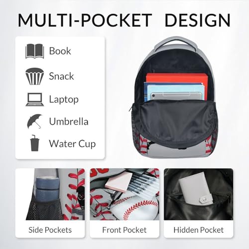 Mercuryelf Custom Kids Baseball Backpack for Boys Toddler – 17 Inch Lightweight Sports Bookbag for Elementary Middle School Students, Large Capacity School Backpack Gift - color: Grey