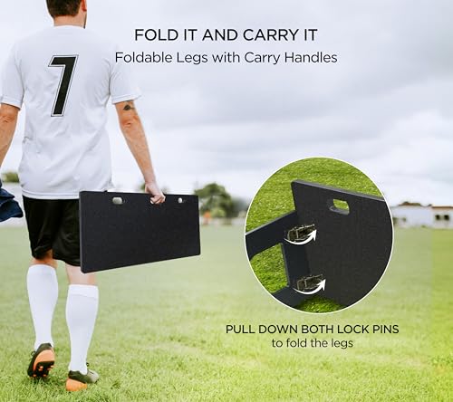 ZivPlay Soccer Rebounder Board Soccer Wall Kick Back Trainer with 2 Rebound Angles for Ball Passing and Bounce Back Training - size: 32 x 12 inch