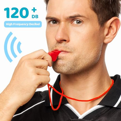 Mototo 50 PCS Plastic Whistle for Coach with Lanyard Loud Crisp Sound Red Sports Referee Whistle Bulk for Adults Coaches Referees Teachers Officials Polices Emergency Dog Training Lifeguard - color: Red