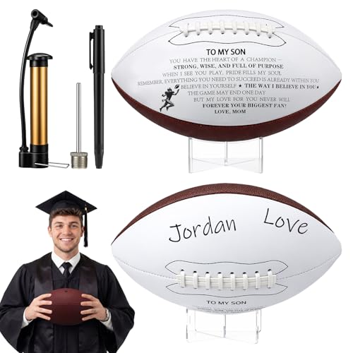 4 Pcs Autograph Football Soccer Gift Blank Signature Official Size Footballs Gifts with Acrylic Stand and Signature Pen Pump Two Tone Panels for Coach Gifts Anniversary Birthday - style: Champion