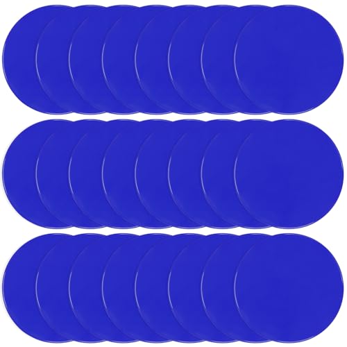 Poly Spots 4" or 9" Flat Cones Spot Markers for Gym/PE Training, Dance, 12/18/24 Pcs Non-Slip Rubber Floor Dots Flat Disc Markers for Soccer Basketball Sports Agility Drills, Classroom Activities - style: Blue 24 Pcs 9inch