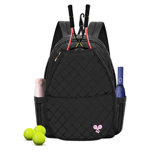 Tennis Bags for Women, Tennis Backpack Pickleball Racket Bags,Water-Resistant Sling Tote Padel Bag for Pickleball Tennis Badminton, Cute Gifts for Women Girl, Duffle Bag Gym Travel - color: Black