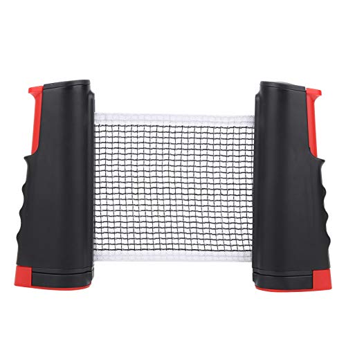 Easy to Install Plastic Material Table Tennis Net, Convenient Reelable Design Retractable Tennis Net, for Children Adult(Black red)