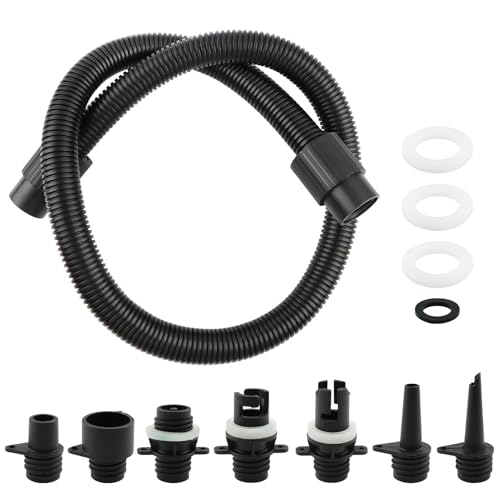 Paddle Board Pump Adapter Set Universal Sup-Air Pump Adaptor Hose with 7 Air Valve Nozzles, Paddle Board Accessories for Most SUP-Electric Air-Pump