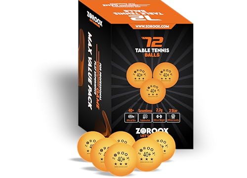 High-Performance 3-Star Table Tennis Balls - Pack of | 9, 18, 36 or 72 | Orange or White | 40+ ABS Competition Grade Ping Pong Balls - color: Orange, style: Pack of 72 Balls