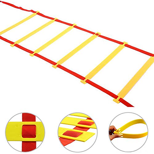 Fitness Agility Ladder Training Equipment, Improve Coordination, Speed, Develop Explosive Power, Strength and Better Footwork,6/8/10/12/14 Rung Agility Ladder + Carry Bag