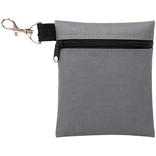 Golf Tee Pouch, 5.62 X 6.87 Inch Professional Zipper Golf Tee/Ball Pouch Bag with Metal Lobster Claw Clip - color: GREY