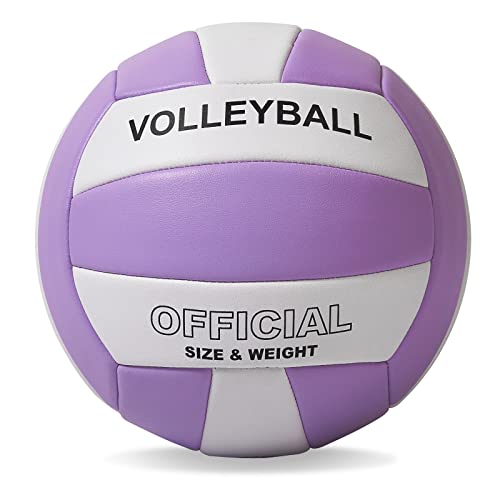 EVZOM Super Soft Volleyball Beach Volleyball Official Size 5 for Outdoor/Indoor/Pool/Gym/Training Premium Volleyballs Equipment Durability Stability Sports Ball - color: Purple/White