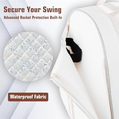 Tennis Bag – Large Capacity Racket Bag for Tennis, Pickleball & Badminton – Water-Resistant & Lightweight - color: WHITE