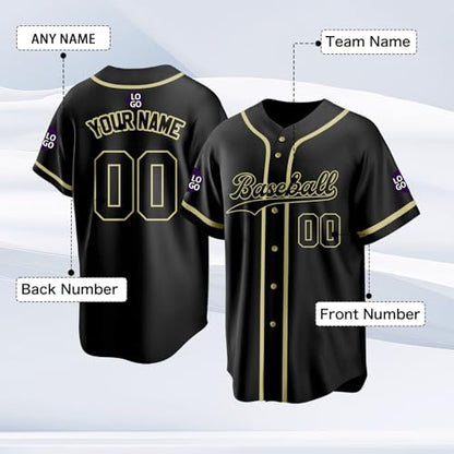 Custom Baseball Jersey Personalized Stitched Family Team Name Number Shirts Uniforms for Women Men Youth Kids - color: Black-01