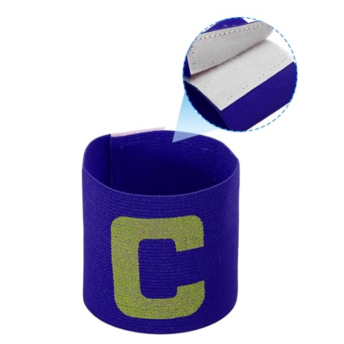 PATIKIL 9.4x2.5 Soccer Captain C Armband, Nylon Unisex Elastic Arm Badge Adjustable for Youth Adult Team Training, Blue