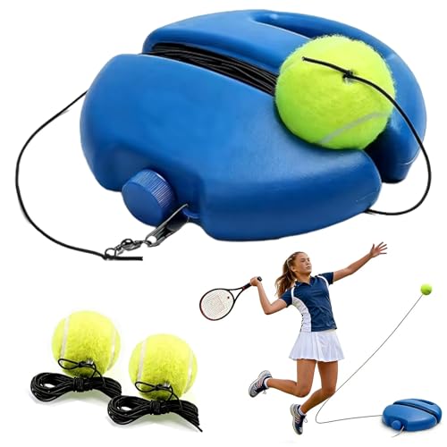 Solo Tennis Trainer Rebound Ball with String, Self Practice Training Kit with Water Injection Port, Blue, Includes 2-3 Balls and 157.5 Inch Rope, for Adults Kids and Beginners - color: Blue, size: With 2 Balls