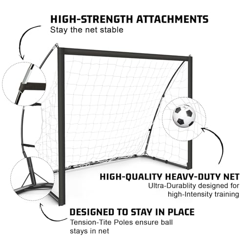 Portable Soccer Goal for Backyard, Kids Youth Adults Soccer Goal Set with Net + Ground Stakes, Soccer Target and Agility Speed Training Equipment - style: 6 x 4 Feet