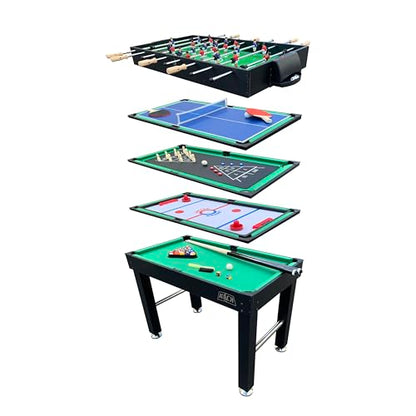 KICK Hexad 48" 6-in-1 Multi Game Table – Foosball, Billiards/Pool, Glide Hockey, Ping Pong, Mini-Shuffleboard & Mini-Bowling - color: Black