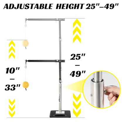 JASCOPRO Adjustable Baseball Hitting Trainer with Solid Metal Base, Aluminum Pole Batting Trainer with Ball and Cord, 10–33 Inch Height Adjustable Swing Trainer for Baseball & Softball Practice