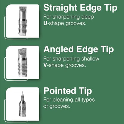 Caddy Splash Golf Club Groove Sharpener Tool - 3-in-1 Golf Club Cleaner for Wedge, Iron - Oblique, Straight, Spike Replacement Tips for U & V Grooves - Aluminum-Alloy Shaft, Heat-Treated Steel