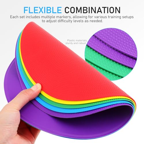 18pcs Football Training Spot Markers Set, 23cm Flat Round Soccer Spot Markers, Training Discs for Field Marking, Gym, Backyard, and Classroom Practice