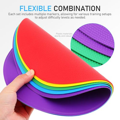 18pcs Football Training Spot Markers Set, 23cm Flat Round Soccer Spot Markers, Training Discs for Field Marking, Gym, Backyard, and Classroom Practice