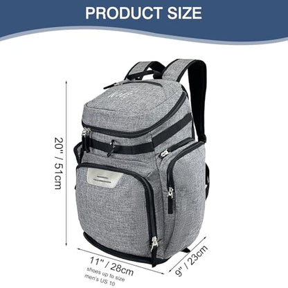 WOLT Basketball Bag Backpack with Separate Ball Compartment and Shoes Pocket, Gym Bags for Men, Large Sports Bag for Basketball, Soccer, Volleyball, Baseball - color: Grey