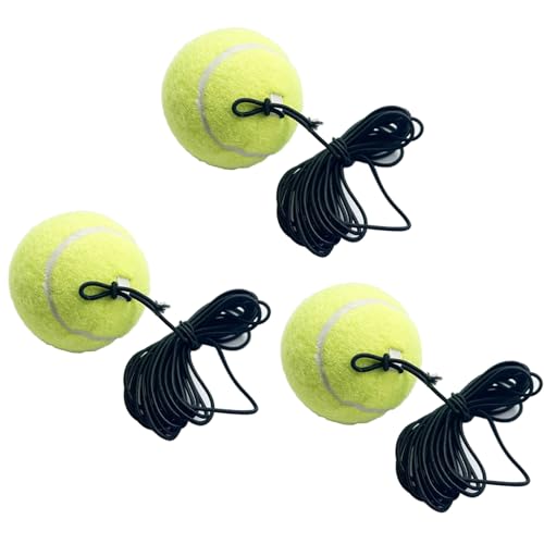 Tennis Trainer Rebound Ball Set with Base and Elastic String, Solo Practice Training Tool for Beginners Adults, Portable Self-Training Equipment for Indoor Outdoor Use - color: 3pcs ball
