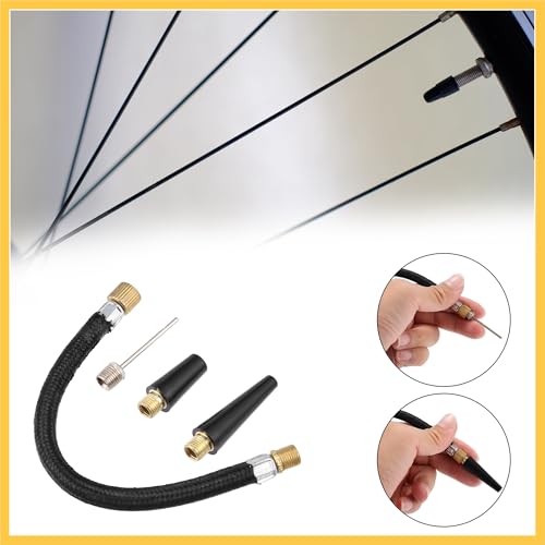1 Set Portable Air Pump with Inflation Needle Tapered Nozzles Extension Hose for Bicycle Wheel Tire Inflator Auto Replacement Parts