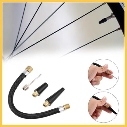 1 Set Portable Air Pump with Inflation Needle Tapered Nozzles Extension Hose for Bicycle Wheel Tire Inflator Auto Replacement Parts
