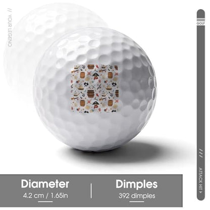 PiratesThemed Items Ship Bird Print Golf Balls for Men Women Practice Training Golf Balls for Indoor Outdoor Use