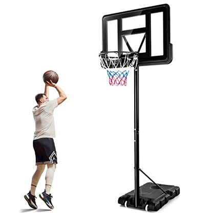 Giantex Portable Basketball Hoop Outdoor, 4.25-10ft Height Adjustable Basketball Goal System w/ 43.5" Shatterproof Backboard, Fillable Base, Indoor Basketball Hoop for Kids/Adults/Backyard/Driveway
