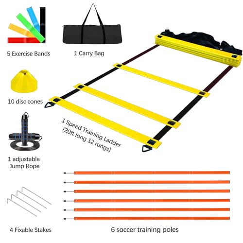 Haootadiy Soccer Agility Training Poles Equipment |Adjustable Soccer Equipment for Training Includes 6 Flexible Agility Poles - color: Orange Pole