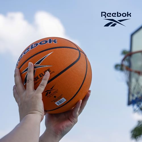 Reebok Hi Vis Elite Basketball, Official Size, Composite Leather, Anti-Slip Grip, Consistent Shape Retention, Includes Pump & Needle, VR-3K Series - color: Orange