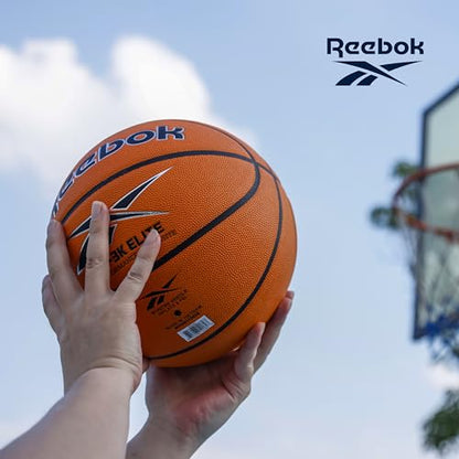 Reebok Hi Vis Elite Basketball, Official Size, Composite Leather, Anti-Slip Grip, Consistent Shape Retention, Includes Pump & Needle, VR-3K Series - color: Orange
