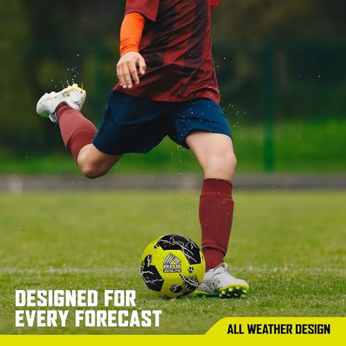 RBX Size 5 Soccer Ball, Durable 32 Machine-Stitched Panel Construction, Superior Air Retention, All Weather Design, High Contrast Graphics - color: Volt