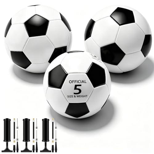 NICEMOVIC Deflated Soccer Balls Size 5 Bulk with Pumps, Operation Christmas Bulk Items for Adults Donation Charity Train Practice Game, Deflated Soccer Balls with Pump Needles Set - size: 6 Pack