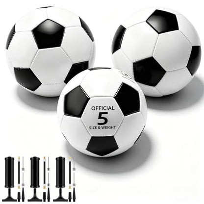 NICEMOVIC Deflated Soccer Balls Size 5 Bulk with Pumps, Operation Christmas Bulk Items for Adults Donation Charity Train Practice Game, Deflated Soccer Balls with Pump Needles Set - size: 6 Pack