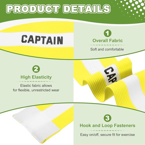 Soccer Captain Armbands, Adjustable Captain Bands Soccer Elastic Armband - color: Yellow,White