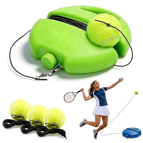 Solo Tennis Trainer Rebound Ball with String, Self Practice Training Kit with Water Injection Port, Blue, Includes 2-3 Balls and 157.5 Inch Rope, for Adults Kids and Beginners - color: Green, size: With 3 Balls