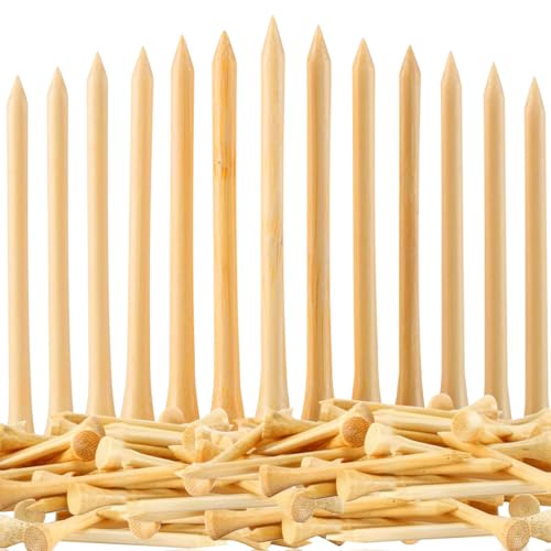 110 Pcs Bamboo Golf Tees 3 1/4 Inch, Friendly Biodegradable, Long and Tall Golf tees, More Durable and Stable, Ideal for Beginner