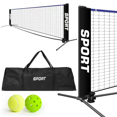10FT 10FT Portable Badminton Net Set Pickleball Tennis Net Easy Setup Outdoor Indoor Sports Net with Stand & Carry Bag for Backyard Park Beach Nylon Sports Net with Poles