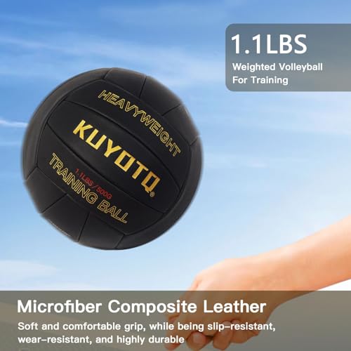 KUYOTQ 1.1 LBS Official Size 5 Soft Composite Leather Weighted Heavy Volleyball Serve Trainer Setter Volleyball (Deflated)