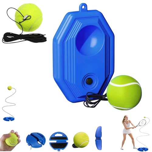 HISKI Tennis Ball Training Baseboard, Tennis Trainer Equipment Set, Tennis Trainer Ball with String, Tennis Trainer Rebound Ball, Multifunction Tennis Practice Rebounder for Backyard - color: Blue A-1PC
