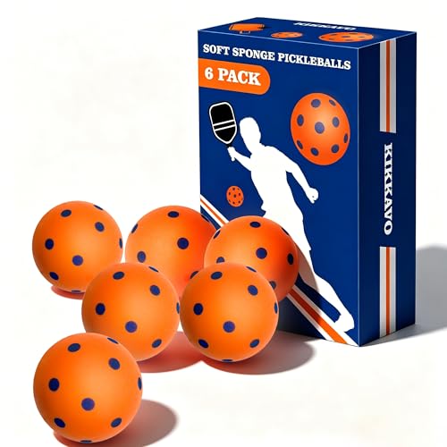Foam Pickleball Balls, 6 Pack Quiet & Silent Pickleballs for Indoor Outdoor Play, Soft & Safe Practice Balls for Kids, Beginners and Family