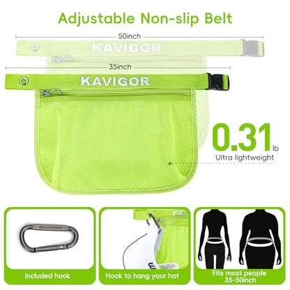 KAVIGOR Tennis & Pickleball Ball Holder Waist Pouch Holds 8-10 Balls, Multi-Functional Sports Belt Bag with Zipper Pocket and Carabiner - color: Green