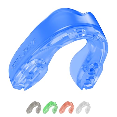 SAFEJAWZ Mouth Guard, Elements Dual Layer Mouthguard for Adults & Youth with Case, Easy Fit Remoldable Mouthpiece for Football, Boxing, Lacrosse, MMA, Basketball & All Contact Sports - color: Ice, size: Adult (12+)