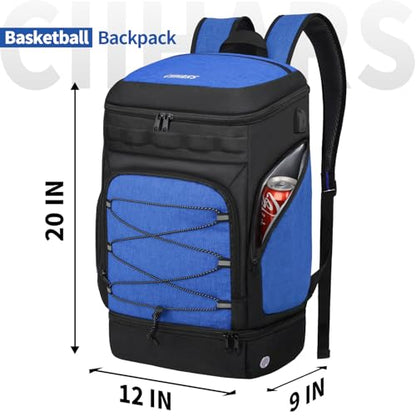 Basketball Backpack Bag Large Sports Bag with Separate Ball holder & Shoes compartment, Best for Basketball, Soccer,Volleyball,Gym - color: Blue