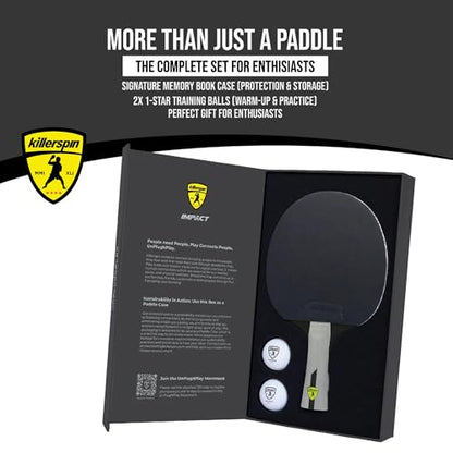 Killerspin Impact Series Table Tennis Paddles - Black/Black Ping Pong Racket, Table Tennis Equipment for Beginners/Intermediates - Ensures Solid Control and Spin - style: Impact D5