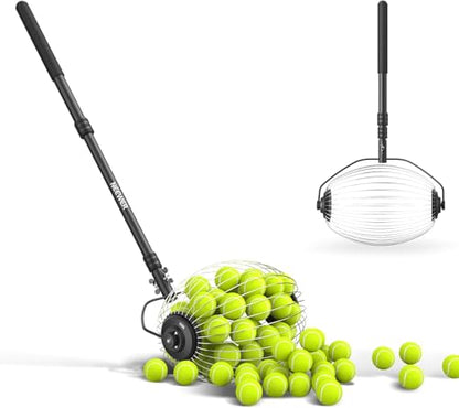 NEEWER Tennis Ball Pickleball Collector Roller, No Bending Over Quick Rolling Picker for Up to 40 Tennis Balls
