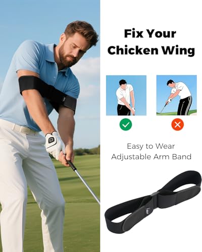 Adjustable Golf Swing Trainer Arm Band – 2026 Essential Golf Accessories for Golfers – Innovative Arm Connection Aid with Strong Restraining Power to Fix Chicken Wing & Improve Swing Stability
