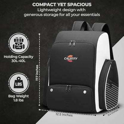 Pickleball Bag Backpack – Large Pickleball Backpack Fits 2+ Paddles with Shoe Compartment, Fence Hook, Secure Ball Storage & 2 Keychains, Premium Pickleball Bag for Men and Women